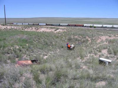 Tim C at the Office. On a Cell Conference call to Japan. Vaugn, NM