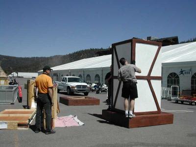 Assembling the portal to the main tent