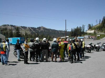 Another demo ride group at the summit of Donner Pass