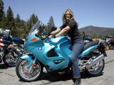 Gina tries a K1200RS on for size