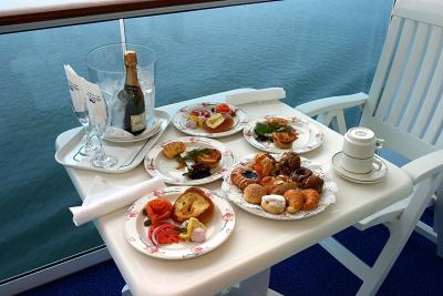 Breakfast on balcony Glacier bay