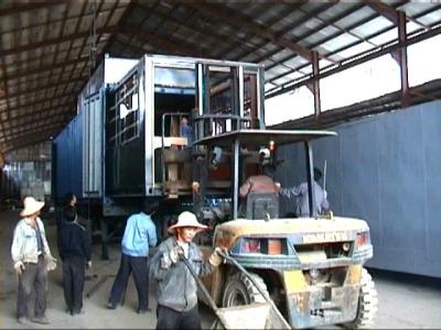 loading the body part into the container