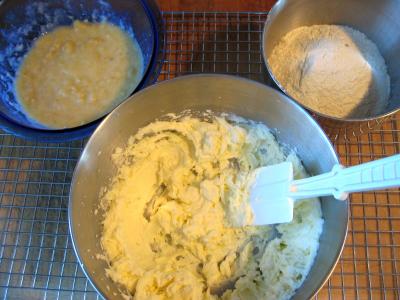 banana mixture, creamed mixture & flour mixture