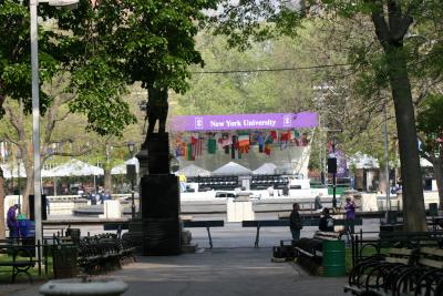 Day Before NYU Graduation Commencement Ceremonies in Washington Square Park