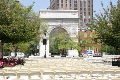 Day Before NYU Graduation Commencement Ceremonies in Washington Square Park