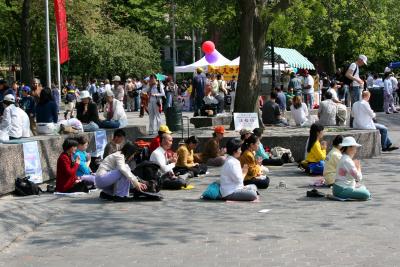 Meditation Techniques at the Falun Gong Day Celebration in Washington Square Park