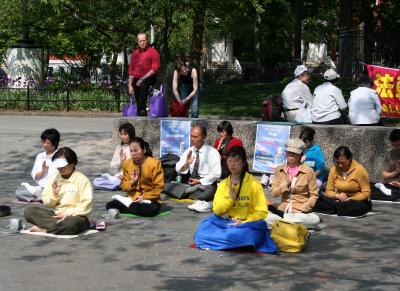 Meditation Techniques at the Falun Gong Day Celebration in Washington Square Park