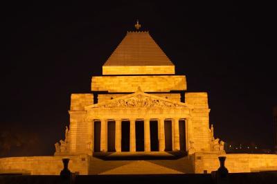 The Shrine of Rememberance at night