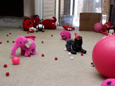 Pink toys make their escape