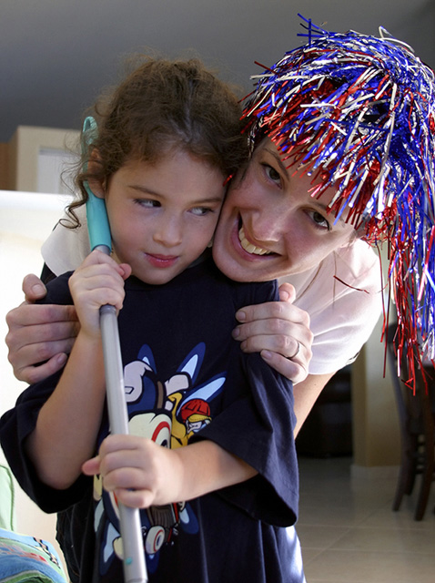 Eden and lady w/wacky, colorful hair   : )