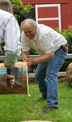 Mark Kriss and Ron Downing in the Crosscut saw competition