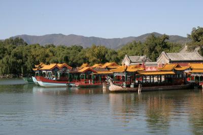 Boats Moored on Lake Kunming