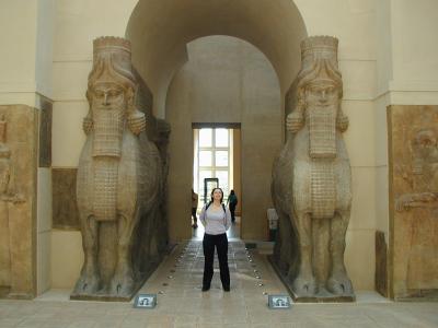 Debbie with Winged Assyrian Bulls, Louvre (4/30)