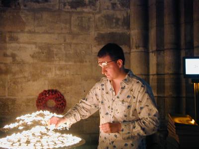 Lighting Candles in my Grandparent's Memory, Notre Dame (4/30)