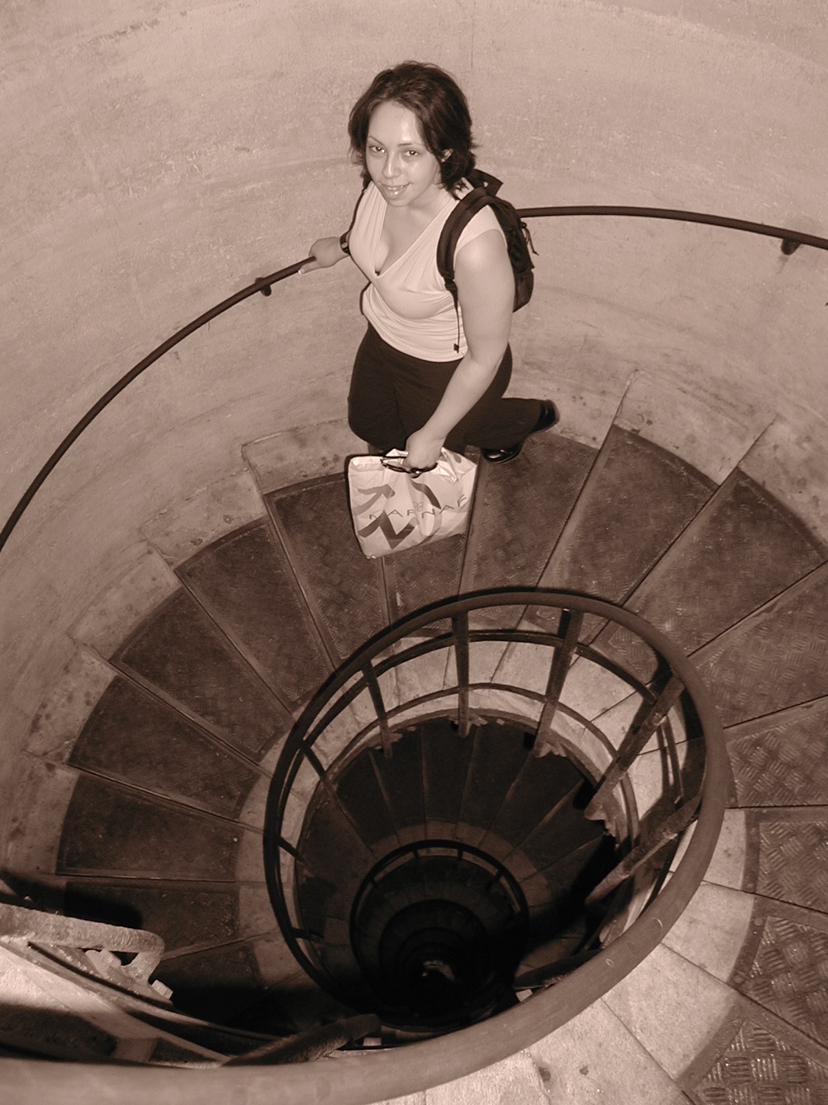 Debbie Descending the Stairs, inside the Arc de Triomphe 2 (5/2)