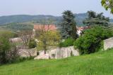 The wall and grounds of Villa Beatrice---from the side