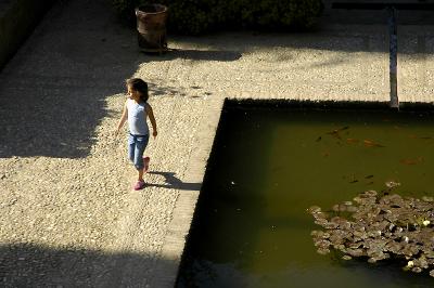 Child and pond