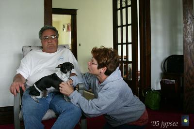 barb, my brother carey, and auggie the doggie