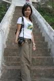 Joyce at stairs up Phu Si