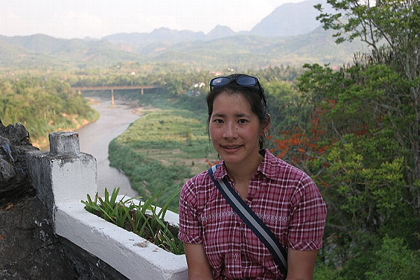 Jane with view of Nam Khan River