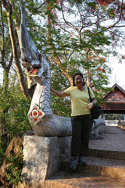 Noon and Naga stairs at Phu Si