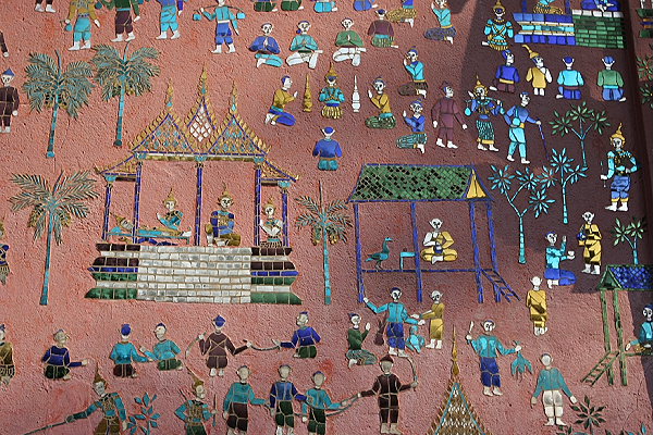 Wall of Wat Xieng Thong (Close Up)