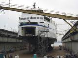 Queen of Oak Bay in dry dock at the end of the MLU