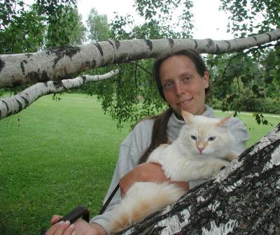 Putte's human mom Laura and Putte, the big baby.