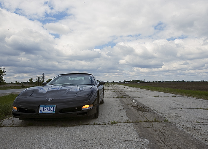 Corvette on Abandoned Road