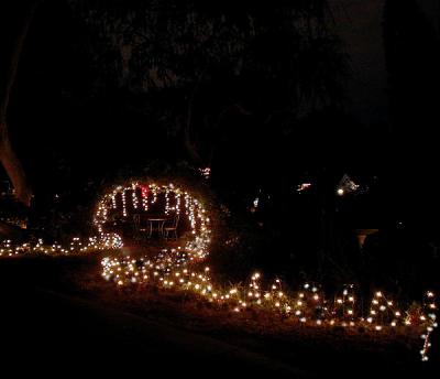 At Christmas, I decorate both arbors with mini, white lights.