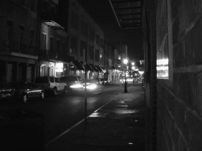 Downtown at night BW