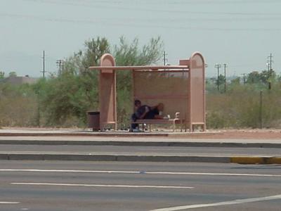 waiting in the heat on McDowell road