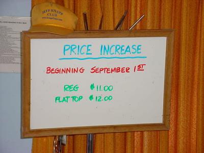 new prices at <br>Bills Barber Shop