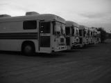 B&W photo at sunset<br> bus 4 in the foreground
