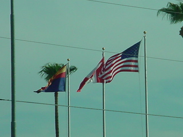 view of flags leaving jack in the box