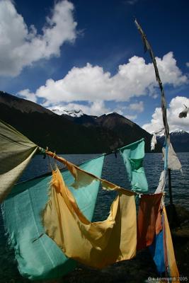 prayer flags by the lake