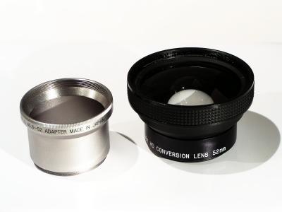 A Raynox DCR-6600 Pro wide angle lens and 52mm adapter tube.

By Gordon Huddy
