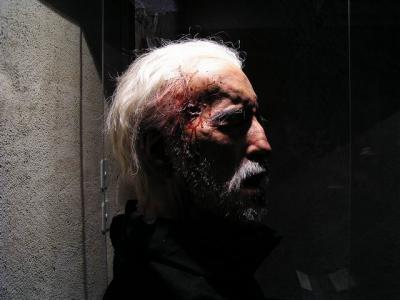 Shot through his head.