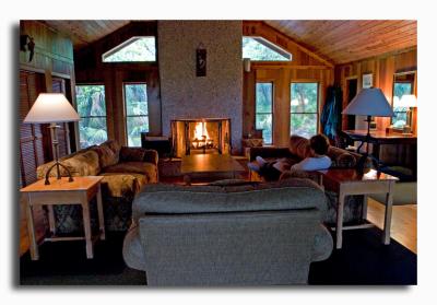 Great Room with the Fireplace Going