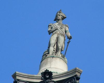 Lord Nelson on the top of the column in Trafalgar Square