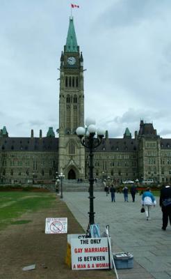 More signs outside Parliment Building