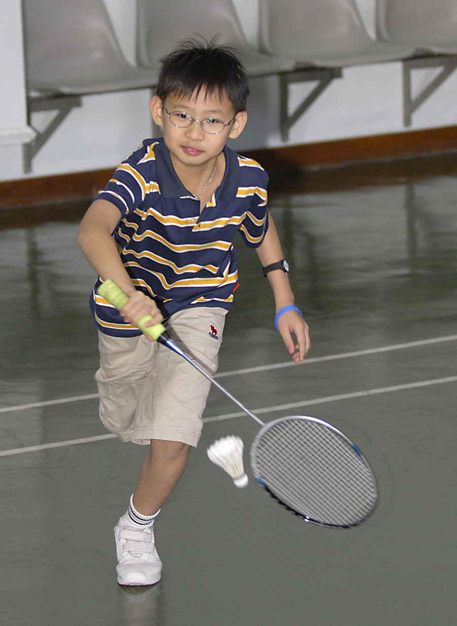 Julian playing badminton