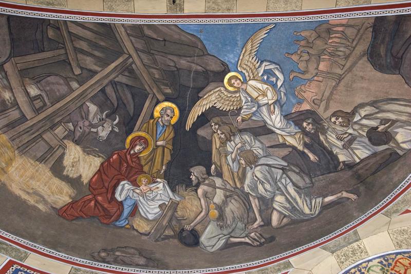 Manger Painting in Church