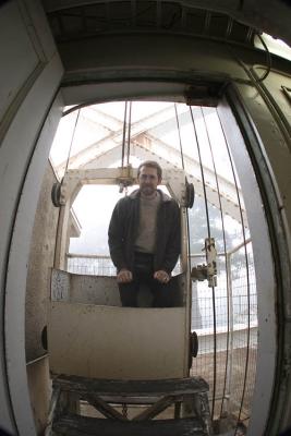 Tom in the 150 Foot Solar Tower Elevator