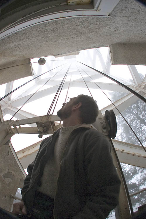 Tom in the 150 Foot Solar Tower Elevator