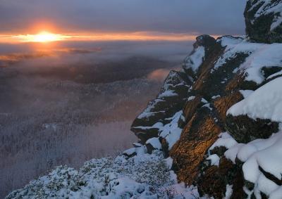 Final glow of breaking snow storm