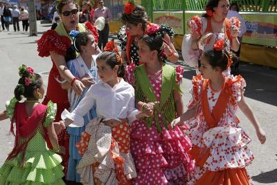 A throng of flamenco girls
