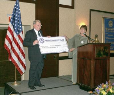 Herndon Rotary's $1,100 check for 2004-2005