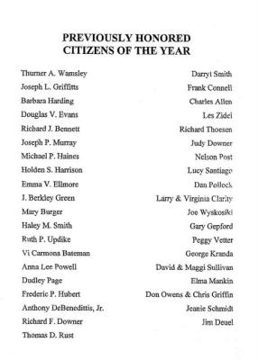 Previous Citizens of the Year