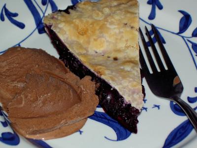 ice cream and homemade blueberry pie